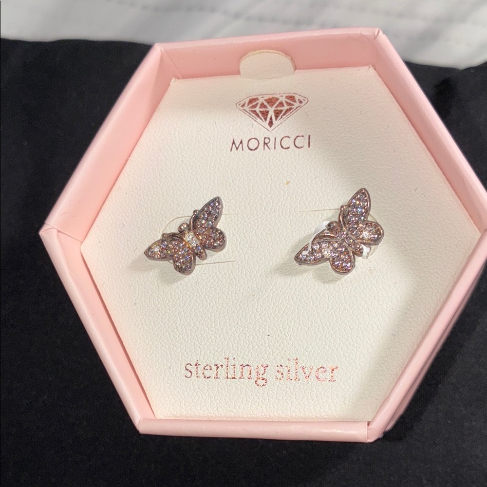 Moricci sterling silver Pink Butterfly Earrings